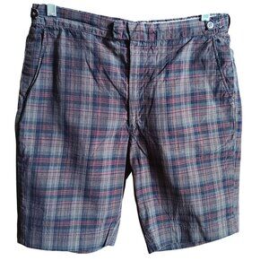30W True Vintage 1960's Plaid Cotton Ivy league Shorts Side Buttons Golfer Prep